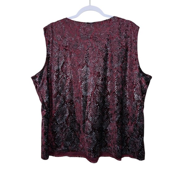 Vintage Susan Graver Shirt Set 1X Dark Red Velvet Blouse & Tank Top NWT - Picture 11 of 16
